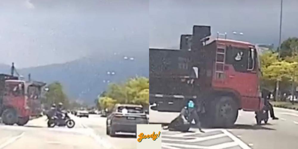 WATCH: Motorcyclist Narrowly Escapes Being Rolled Over By Lorry After ...